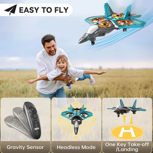 Miniatura 8 de 4DRC V17 Aviones de Control Remoto de Espuma para Niños y Adultos 4-7 8-16, Avión RC de Combate con Luz, Avión de Juguete con Giro de 360°, Sensor