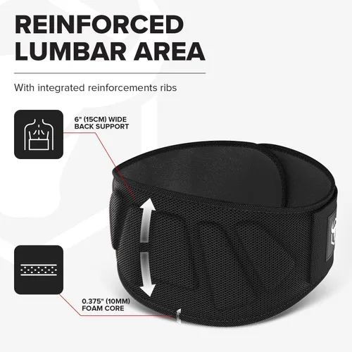 Miniatura 4 de Cinturón para levantamiento de pesas para hombres y mujeres - Soporte de espalda con bloqueo automático de 6 pulgadas, soporte de espalda para Negro