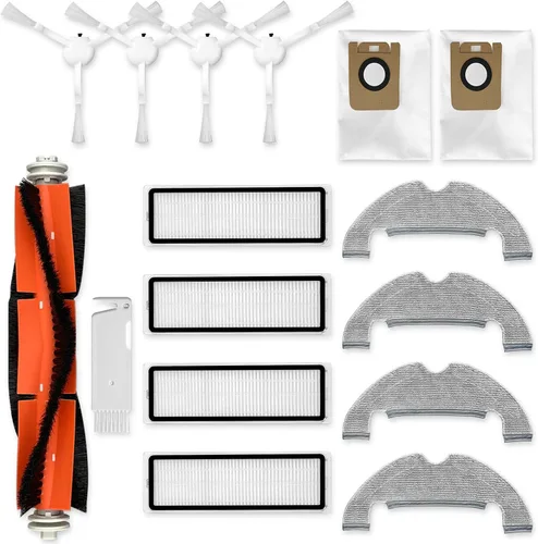 Accesorios compatibles con piezas de repuesto Dreame D10 Plus RLS3D, 1 cepillo principal, 4 cepillos laterales, 4 filtros HEPA, 4 almohadillas de