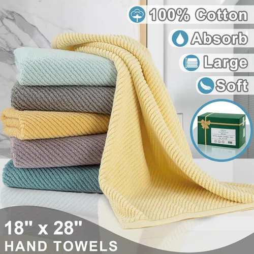 Miniatura 138 de VOOVA & MOVAS Toallas de mano blancas - 100% algodón Ligeras Gruesas Secado rápido Suaves Absorbentes, paquete de 4 piezas grandes de 18