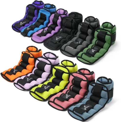 Miniatura 9 de Sportneer Juego de pesas de tobillo ajustables, 1 par, de 2, 4, 6, 8 y 10 libras, correas para el peso de las piernas para mujer, hombre, niños