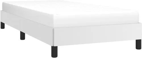 Miniatura 4 de Marco de cama blanco de 39.4 x 74.8 pulgadas, doble piel sintética (colchón no incluido), peso: 39.24 libras (U)