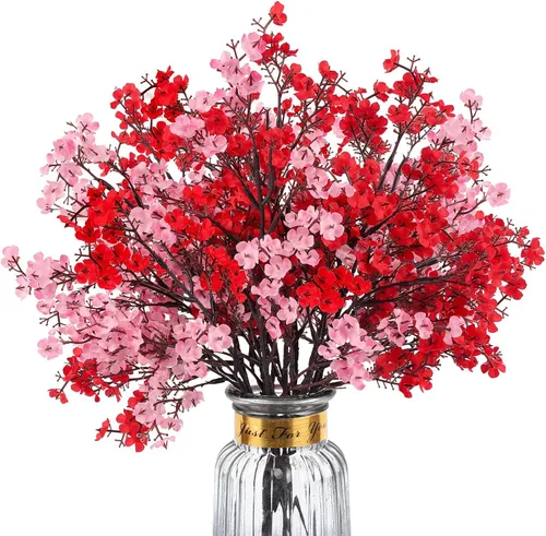 Miniatura 8 de 8 piezas flores artificiales de aliento de bebé, flores de seda amarillas de tacto real, flores falsas para jarrón, hogar, oficina, boda, Navidad