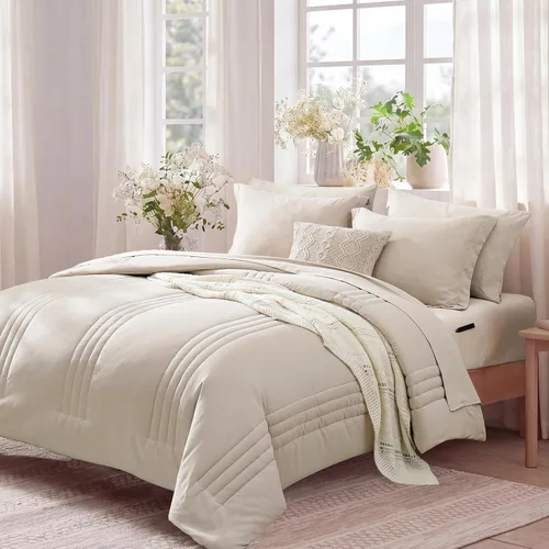 Miniatura 2 de Monbix Juego de ropa de cama tamaño Twin XL - Juego de 5 piezas extra largo para dormitorio, diseño acolchado, cama en una bolsa Twin XL