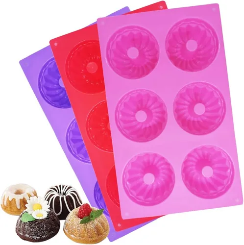 findTop - 3 paquetes de moldes de silicona para tartas, mini molde para hornear pasteles para magdalenas, pasteles de café, cupcakes, brownie-,