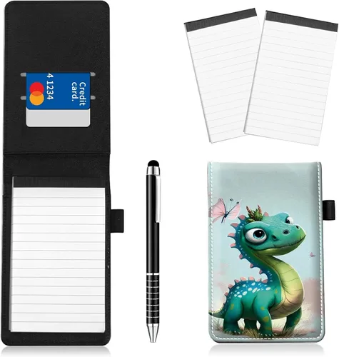 Miniatura 9 de Juego de 4 soportes para bloc de notas de tamaño de bolsillo, de piel sintética, mini bloc de notas con 2 bloc de notas pequeños y lápiz capacitivo
