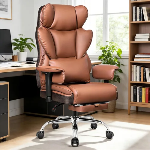 Miniatura 11 de ALLGOD Silla de oficina grande y alta resistente, 500 libras, silla de escritorio ejecutiva ergonómica con respaldo alto con reposapiés, asiento