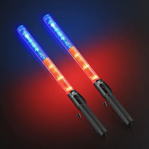 Miniatura 20 de RoadHero Paquete de 6 varitas de tráfico, bastón de control de tráfico LED de 21 pulgadas, varitas de luz de seguridad con 2 modos de parpadeo, Rojo