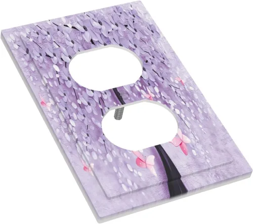 Miniatura 3 de Cubiertas de Tomacorriente 3D Árbol Morado 1 Gang Placa de Cubierta de Interruptor de Luz Dúplex Placas Decorativas de Pared Placa de Interruptor