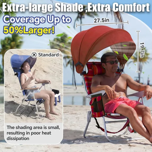 Miniatura 2 de DaisyInner 2 piezas de silla de playa sombrilla plegable extra grande con abrazadera ajustable para playa, camping, pesca, sala de estar al aire