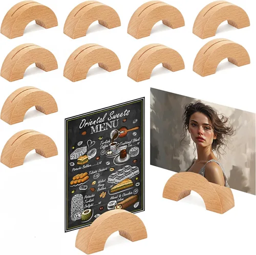 Miniatura 9 de 6 soportes para tarjetas de lugar de madera, para menú, tamaño A6, soporte para números de mesa para restaurantes, fotos para bodas, banquetes