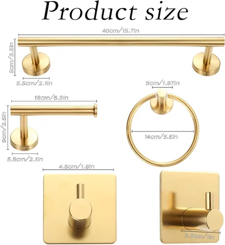 Miniatura 2 de Juego de 10 piezas de accesorios de baño mate SUS304 Juego de colgadores de baño de 16 pulgadas, soporte para toallas de mano, soporte para papel