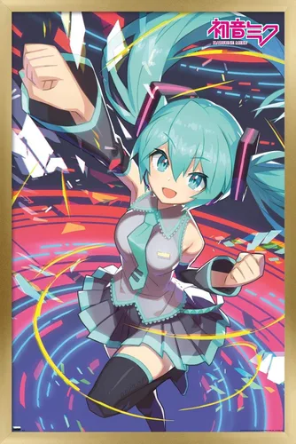 Miniatura 14 de Hatsune Miku - Póster de pared con puño, 22.4 pulgadas de largo x 14.7 pulgadas de ancho, versión enmarcada de madera de granero
