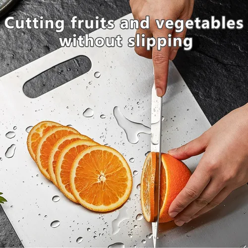 Miniatura 5 de Tabla de cortar de titanio, 3 tablas de cortar de titanio para cocina, no tóxica, tabla de cortar de doble cara de grado alimenticio para acampar al