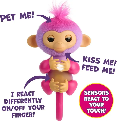 Miniatura 4 de Fingerlings 2023 NUEVO mono bebé interactivo reacciona al tacto – más de 70 sonidos y reacciones – Charli (púrpura)