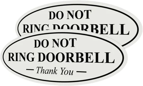 Miniatura 81 de All Quality Cartel de agradecimiento ovalado con texto en inglés «Do not Ring DOORBELL», color negro, pequeño, 1 paquete