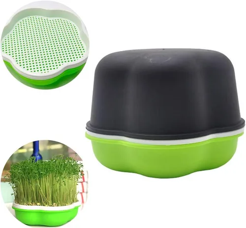Miniatura 9 de Bandeja para germinar semillas con tapa, forma libre de suciedad y capacidad portátil, sin BPA, verde (2 unidades)