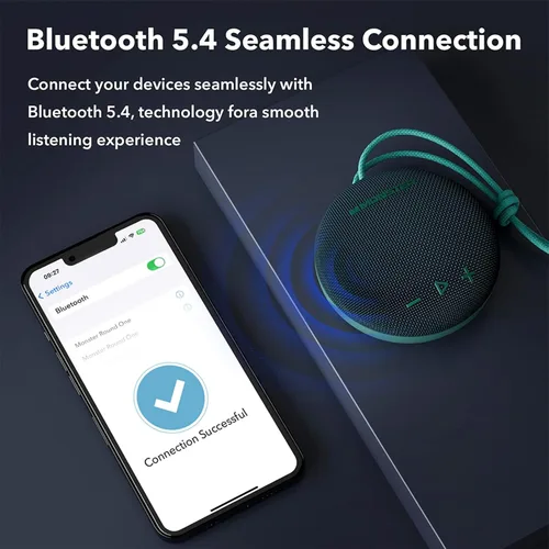 Miniatura 4 de Altavoz Bluetooth Monster, Altavoz de Ducha IPX8 Impermeable, Bluetooth 5.4 con Sonido HD Fuerte y Graves Robustos, Tiempo de Reproducción Extra