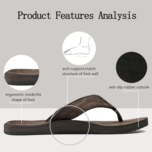 Miniatura 6 de AX BOXING Chanclas de cuero para hombre, sandalias cómodas y casuales