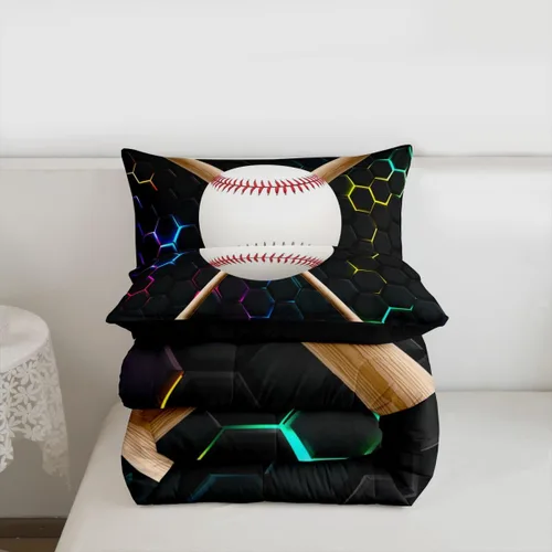 Miniatura 7 de Erosebridal Juego de edredón de béisbol tamaño individual, juegos de ropa de cama deportiva para niños, edredones y juegos de ropa de cama de nido
