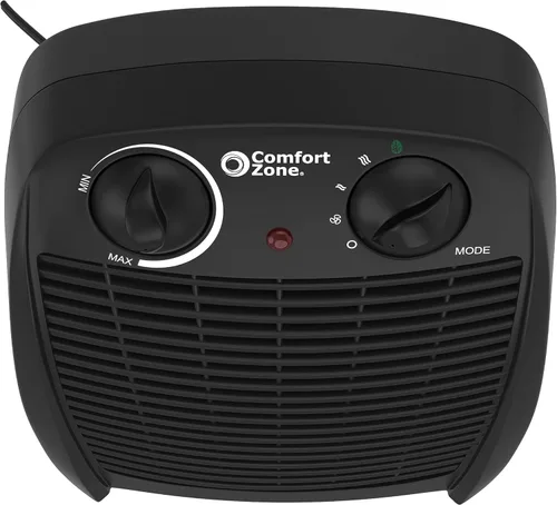 Miniatura 9 de Comfort Zone Calentador de espacio interior con termostato ajustable, forzado por ventilador, eléctrico, protección contra sobrecalentamiento, Negro