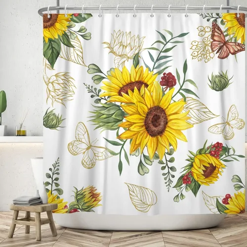 Miniatura 34 de AWERT Cortina de ducha pequeña de tamaño medio con 6 ganchos, cortina de ducha de 36 x 72 pulgadas, cortina de ducha bohemia de 36 pulgadas para Boho