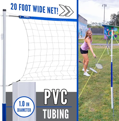 Miniatura 13 de Franklin Sports - Juegos de Voleibol + Bádminton - Juego de Playa + Patio Trasero - Voleibol, Bomba, Raquetas de Bádminton, Volantes, Red + Postes
