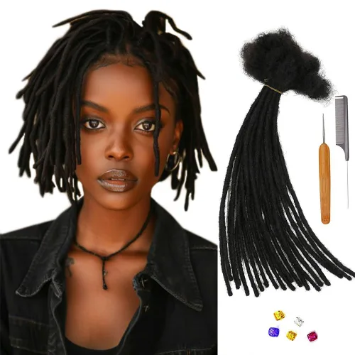 Miniatura 25 de 0.2 in y 0.2 in de ancho, 4-14 pulgadas de 10, 30, 60, 100 hebras de extensiones de cabello humano 100% real para hombres/mujeres/niños, paquetes