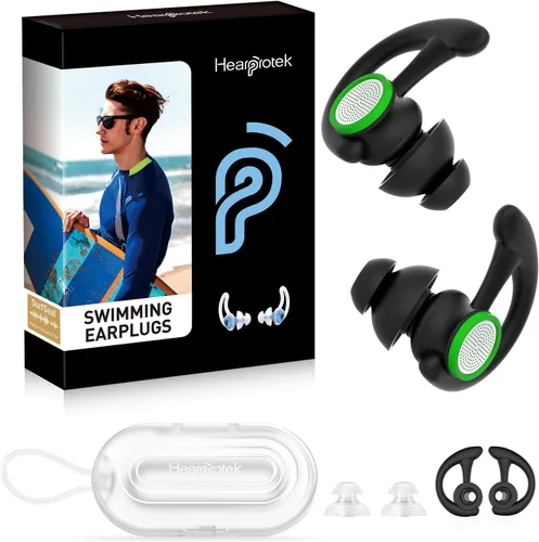 Miniatura 8 de Hearprotek 2 pares de tapones para los oídos de natación para niños, tapones para los oídos de agua suaves y reutilizables para niños para nadar