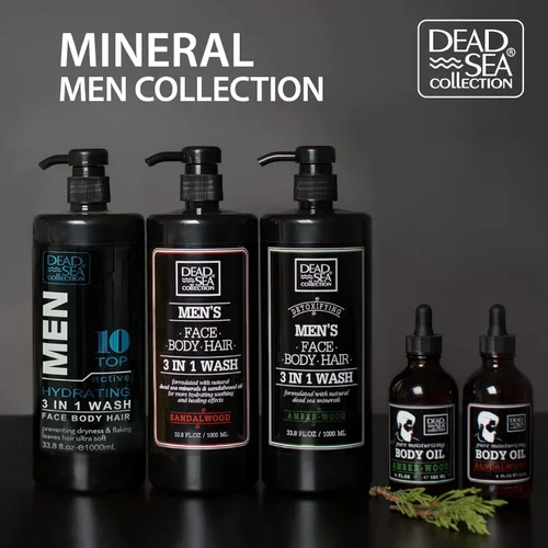 Miniatura 6 de Dead Sea Collection Sales de baño para hombres con aceite de sándalo, baño de recuperación muscular, sal pura del mar muerto para calmar y relajar