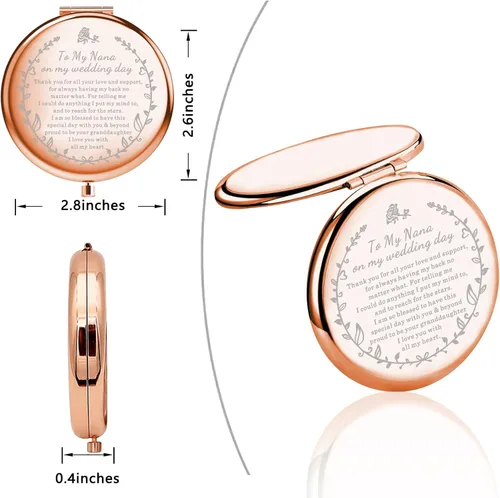 Miniatura 4 de UJIMS Regalo para el día de la boda, espejo de maquillaje para la abuela de la novia, regalo para el día de la boda de la nieta (niñera en mi boda)