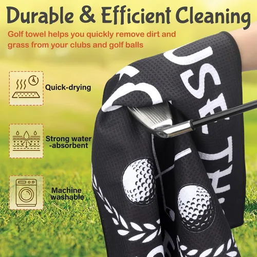 Miniatura 5 de Divertida toalla de golf con clip, incluye cepillo de club y herramienta Divot, regalo de golf para hombres, papá, esposo, uso esta toalla