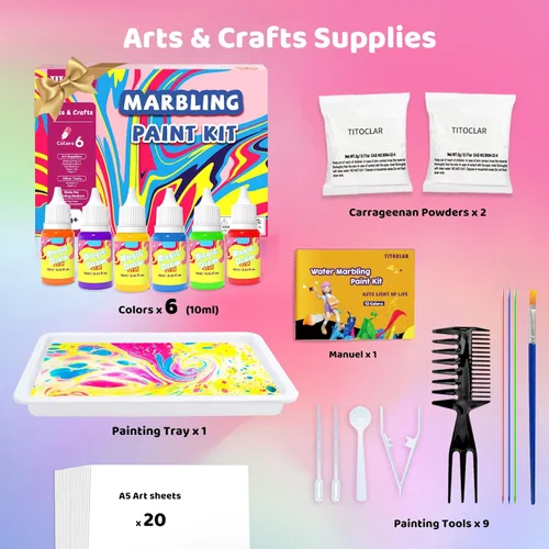 Miniatura 8 de Pintura de mármol de agua para niños, rellenos de calcetines para niños, regalos de cumpleaños para niños de 3 años en adelante, artes