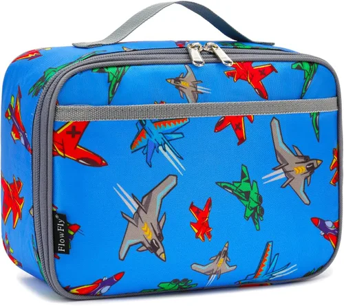 FlowFly Lonchera para niños, bolsa suave aislada, mini hielera para el regreso a clases, kit de bolsa térmica para comidas, para niñas, niños, Avión