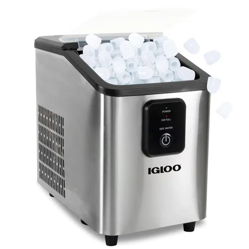 Miniatura 13 de Igloo, máquina para hacer hielo automática eléctrica de sobremesa de 26 libras - 9 cubos en 7 minutos, con cuchara y cesta Rojo