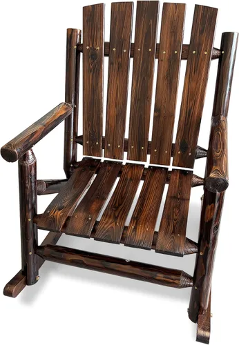 Miniatura 6 de Rustic Log - Mecedora de madera de abeto maciza hecha a mano, para porche, patio, resistente, 700 libras, acabado resistente a la intemperie