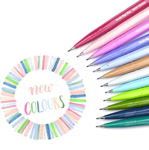 Miniatura 5 de Pentel Arts Sign Pen - Rotulador con punta de pincel, colores surtidos, caja de 12 unidades (SES15C2PC12)