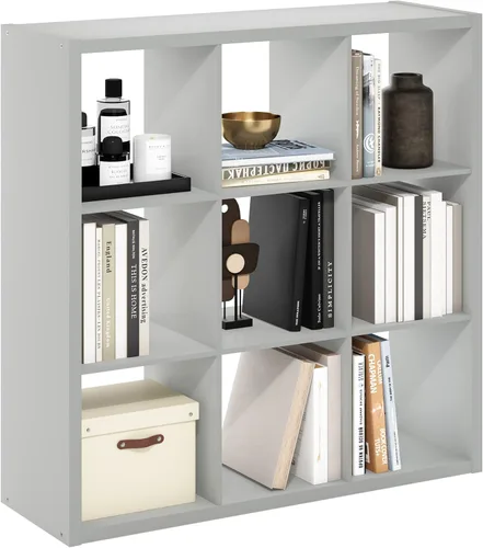 Miniatura 34 de Furinno Organizador de Almacenamiento en Cubos Decorativos con Respaldo Abierto, 4 Cubos, Gris Claro