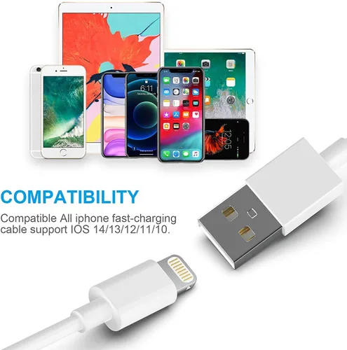 Miniatura 7 de AZMOGDT Paquete de 5 cargadores para iPhone con certificación MFi de Apple, 6/6/6/10/10 pies, cable Lightning largo de carga rápida, cable de carga