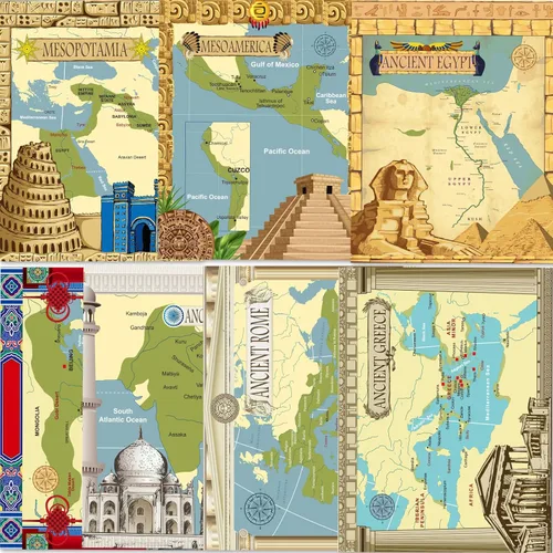 Póster de civilizaciones antiguas para aprendizaje en el aula de estudios sociales - Decoración educativa para escuela primaria, media y secundaria