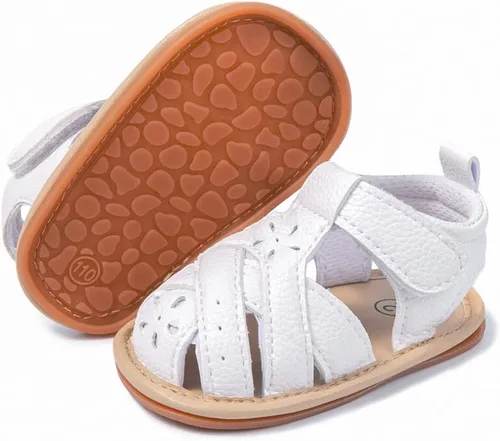 Miniatura 19 de Meckior Sandalias de verano con punta abierta y suave de piel sintética para bebés y niñas pequeñas