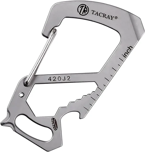 Miniatura 9 de TACRAY Clip de llavero de mosquetón compacto, titular de la llave EDC de titanio, Gancho de llavero anti-pérdida, Llavero multiherramienta