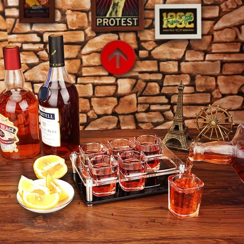 Miniatura 2 de D&Z Juego de vasos de chupito con bandeja de chupito, vasos de chupito de 2 onzas divertidos para whisky/vodka/cóctel, regalo de 21 cumpleaños