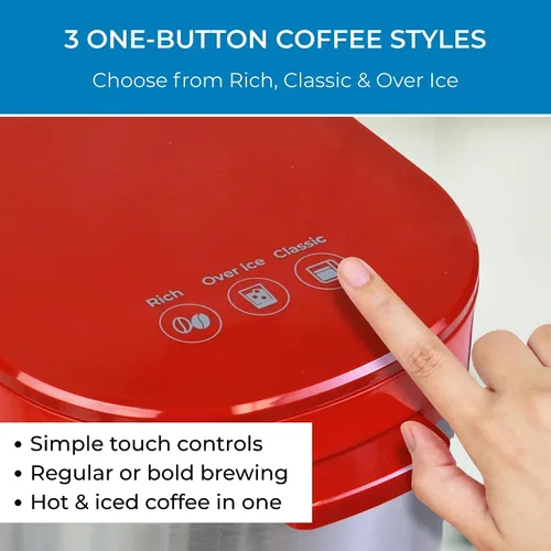 Miniatura 5 de Koolatron Kenmore Cafetera de una porción y Taza de Viaje de Acero Inoxidable, Compatible con Cápsulas/Pods y Café Molido, Compatible con K Cup, Rojo