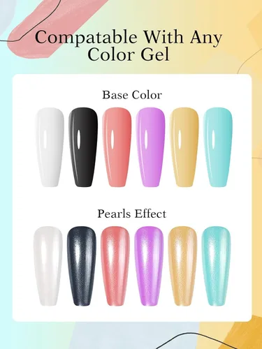 Miniatura 7 de Polvo de uñas cromado perla BISHENGYF: 【Efecto súper espejo】Polvo de uñas cromado perla blanca, transparente como el hielo, aurora cromada para arte