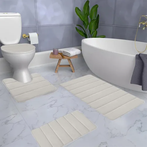 Miniatura 7 de Bathroom Rugs for 3 Pieces, Memory Foam Bath Mat Set, Universal Toilet Mats, Soft Comfortable, Water Absorption, Non-Slip, Thick, Machine Washable