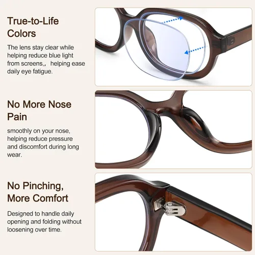 Miniatura 3 de Dollger Lentes ovalados de luz azul para mujeres y hombres, de gran tamaño, lindos retro de los años 90, grandes y elegantes con bloqueo de luz
