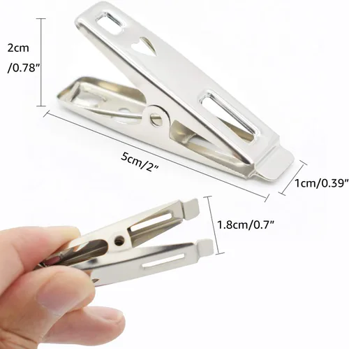 Miniatura 3 de 60 pinzas de acero inoxidable resistentes para ropa con caja de almacenamiento para ropa, calcetines, sellado, fotos