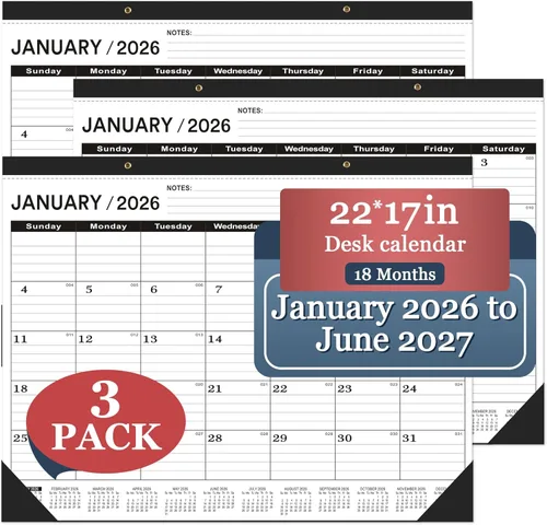 Miniatura 9 de Calendario de escritorio 2025-2026 grande 22 x 17 pulgadas (julio de 2025 a diciembre de 2026) calendario de escritorio grande 22 x 17, calendario