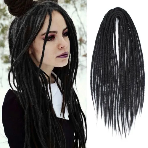 Miniatura 39 de 15 extensiones de rastas de doble extremo, 24 pulgadas, extensiones de rastas falsas de 0.6 pulgadas, color marrón degradado, extensiones de rastas